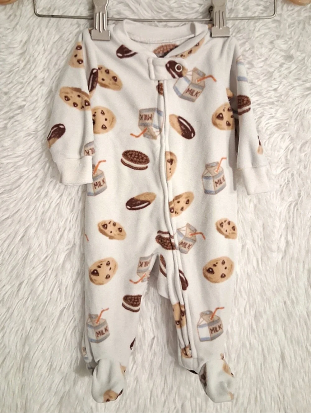 Carters Cookie And Milk Footie Pajamas 0-3M